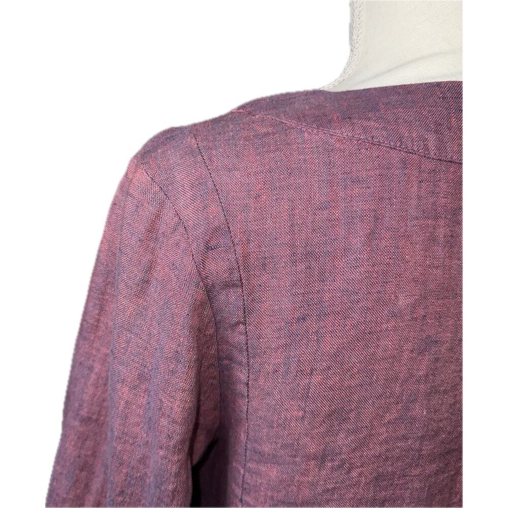 NWT FLAX P Sz 6-10 Linen Purple Berry Yarn Dye Button Shacket Pocket Long Sleeve - Picture 9 of 14